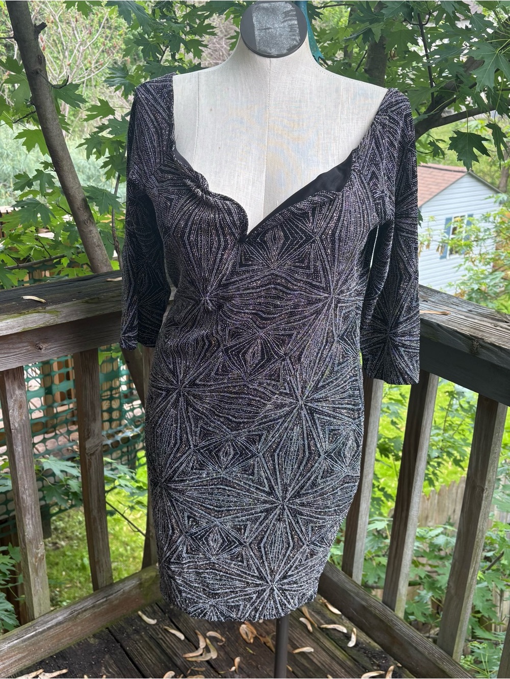 Iris Black Silver Glitter Cocktail Dress Women’s Plus Size 3X